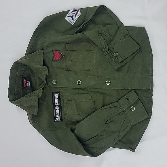 Sacred Crown Military Green Button Down 24M - Picture 1 of 6